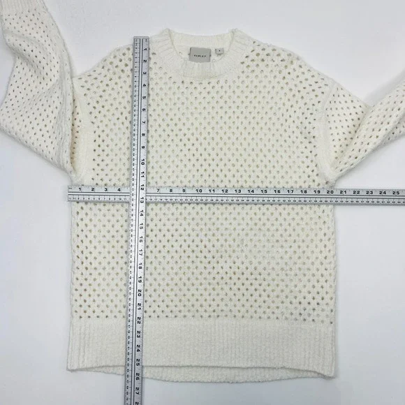 Varley Grady Boucle Sweater Sz S Coconut Milk Ivory Open Knit Cotton Blend - Picture 8 of 14